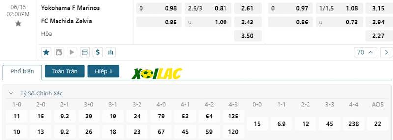 Soi kèo Yokohama FM vs Machida Zelvia 15/06/2024 – Tỷ lệ kèo
